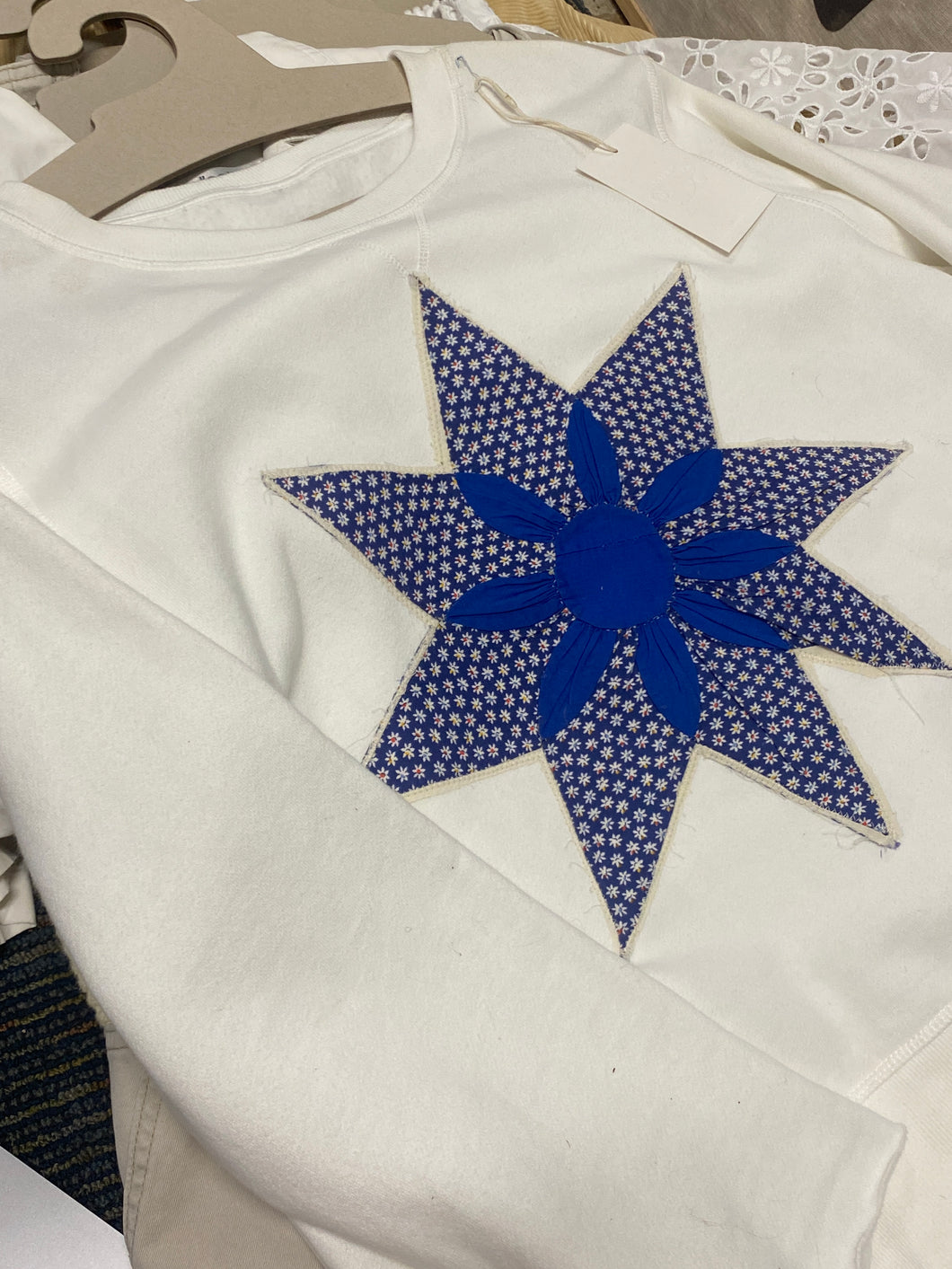 quilted white crewneck